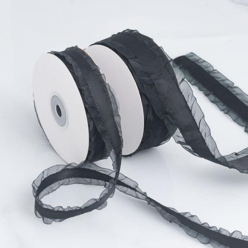 Romantic Solid Color Polyester and Cotton Splicing Soft Skirt Ribbon DIY Bow Hair Braiding Hair Ornaments Wedding Handmade Gift Decorative Ribbon