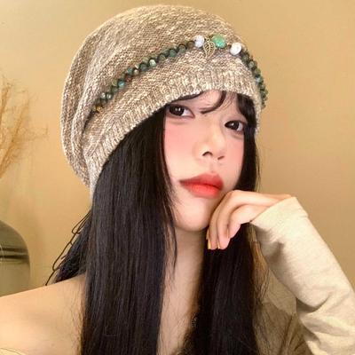 Sweet and Versatile Ethnic Style Knitted Pile Hat Autumn and Winter Casual Fashion Tie-dye Pullover Hat American Retro Cold Hat Trend