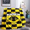 AEK AthenGoldenes und Schwarzes Wappen Design Decke Flanell Überwurf für Sofa, Innenbereich, Camping, Wohnzimmer, Büro, Stuhl und Bett Weiches Geburtstagsgeschenk