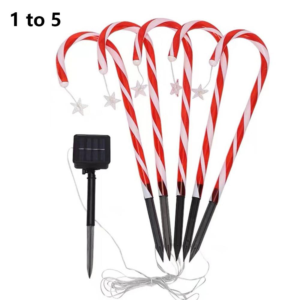 Solar-Powered Candy Cane Lights 1To5 8 Lighting Modes Outdoor Christmas Decoration for Lawn Yard Garden Xmas Tree Lights 1to5