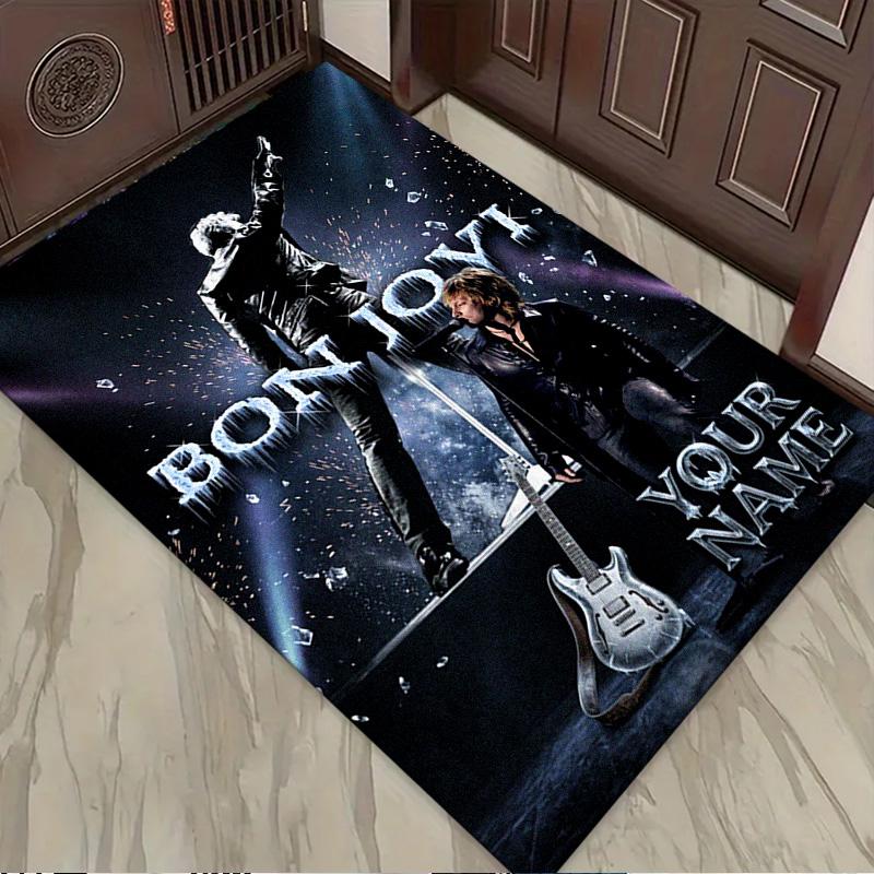 Name Benutzerdefinierter Bon Jovi Band Teppich für Wohnzimmer Schlafzimmer Haus Sofa Dekoration, Kinder spielen Rutschfeste Bodenmatte