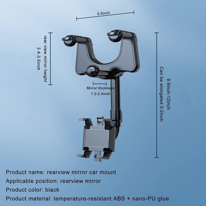 Support de téléphone de voiture pour rétroviseur multifonctionnel, support de téléphone de voiture rotatif à 360 degrés, navig[503]