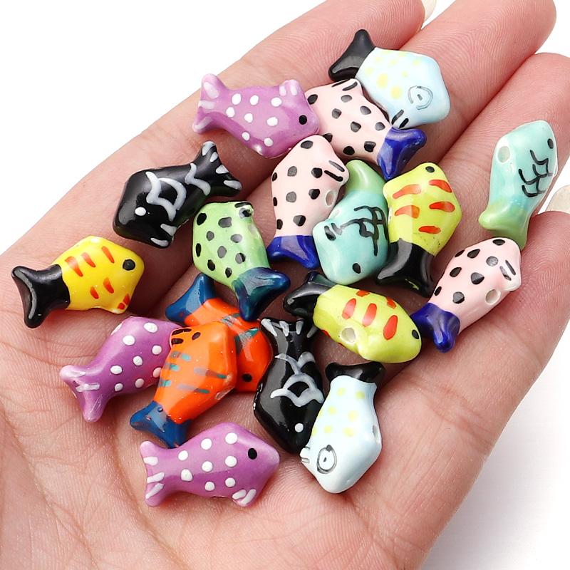 5 Stück Mini Keramik Fischperlen Niedliche Glasierte Porzellan Anhänger Lose Abstandshalter Perlen Für Schmuck Diy Handgefertigte Armbänder Anhänger Zubehör