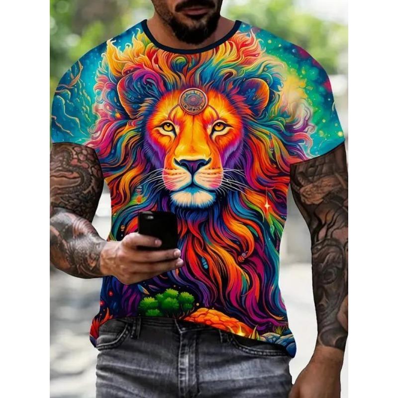 New Casual and Versatile High-quality Men's 3D Fun and Personalized Printed Animal Short Sleeved T-shirt