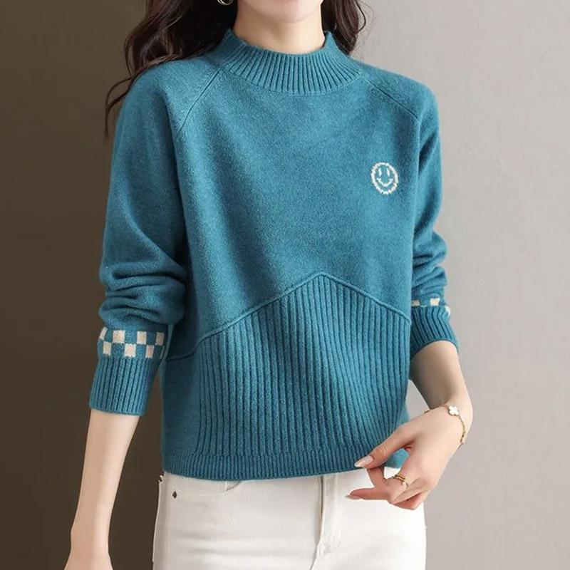 Sweater for Women Autumn Winter Thickened Pullover Warm Knitted Stretchy Long Sleeve Oversize Jumper Tops