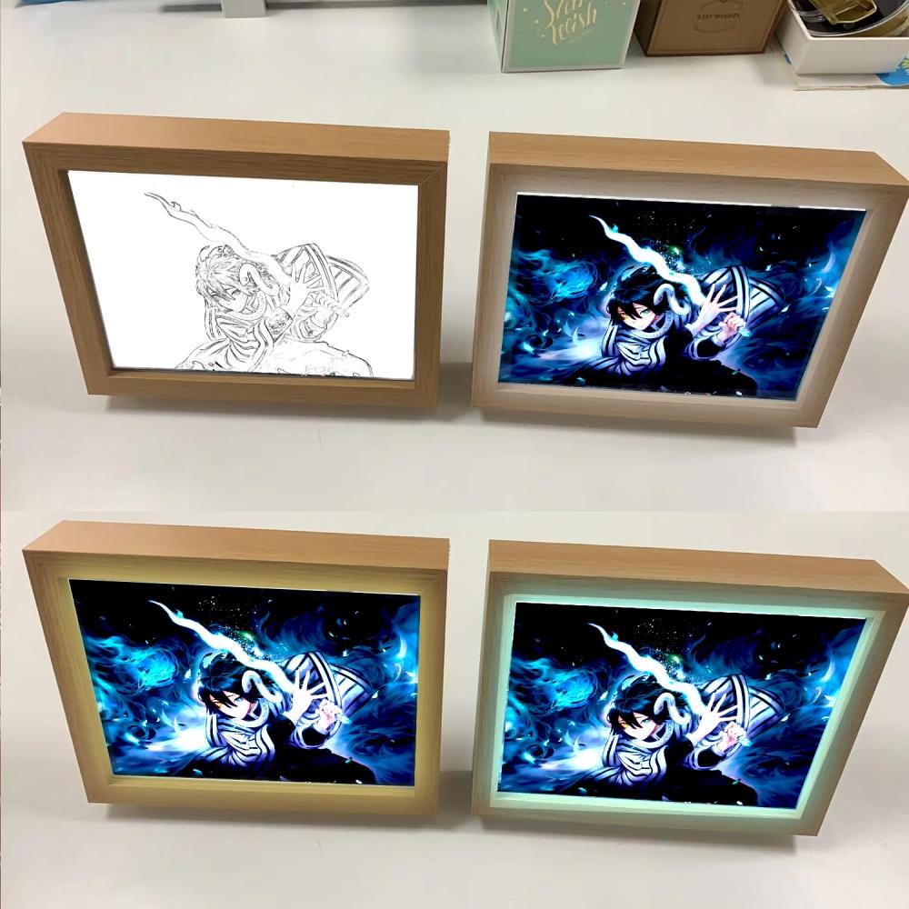 Anime Light Paninting Picture Frame Kimetsu No Yaiba Nezuko Kamado Akaza Kochou Shinobu Iguro Obanai For Room Decor Kids Gifts