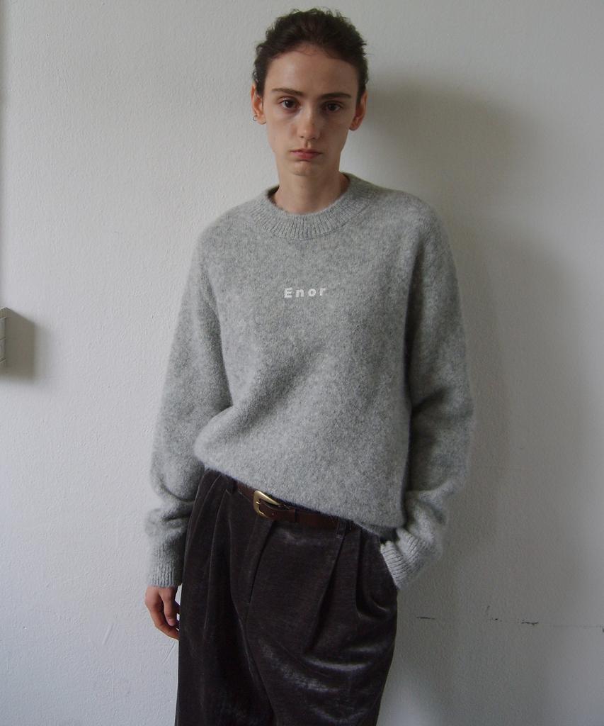 EN OR [Alpaca 59%] Logo Essential Knit Pullover - Gray