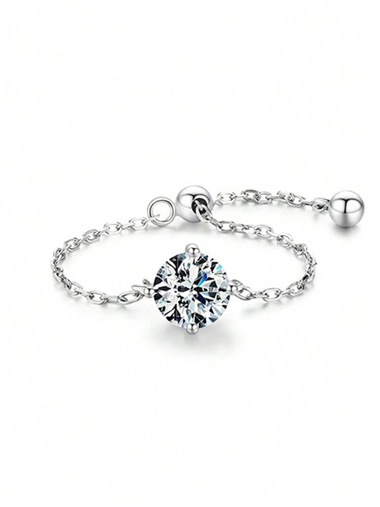 925 Silver Round Oval Water Drop Shape Zircon Chain Adjustable Ring For Women Anniversary Hight Quality Fine Jewelry