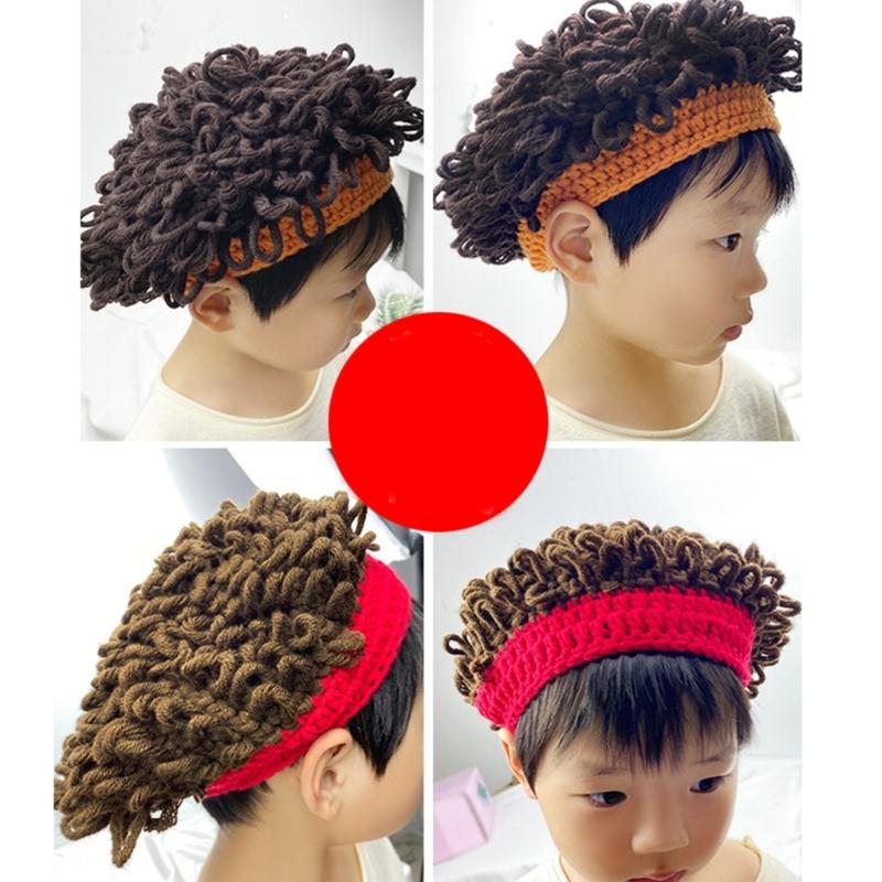 Childrens Curly Hair Hat Stretchy Cotton Mix Unisex Winter Hat For Halloween And Outdoor Play