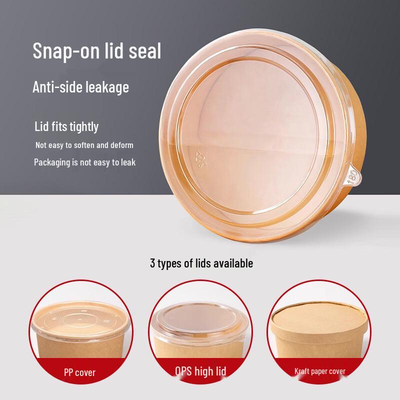 Disposable Kraft Paper Food Bowls with Lids