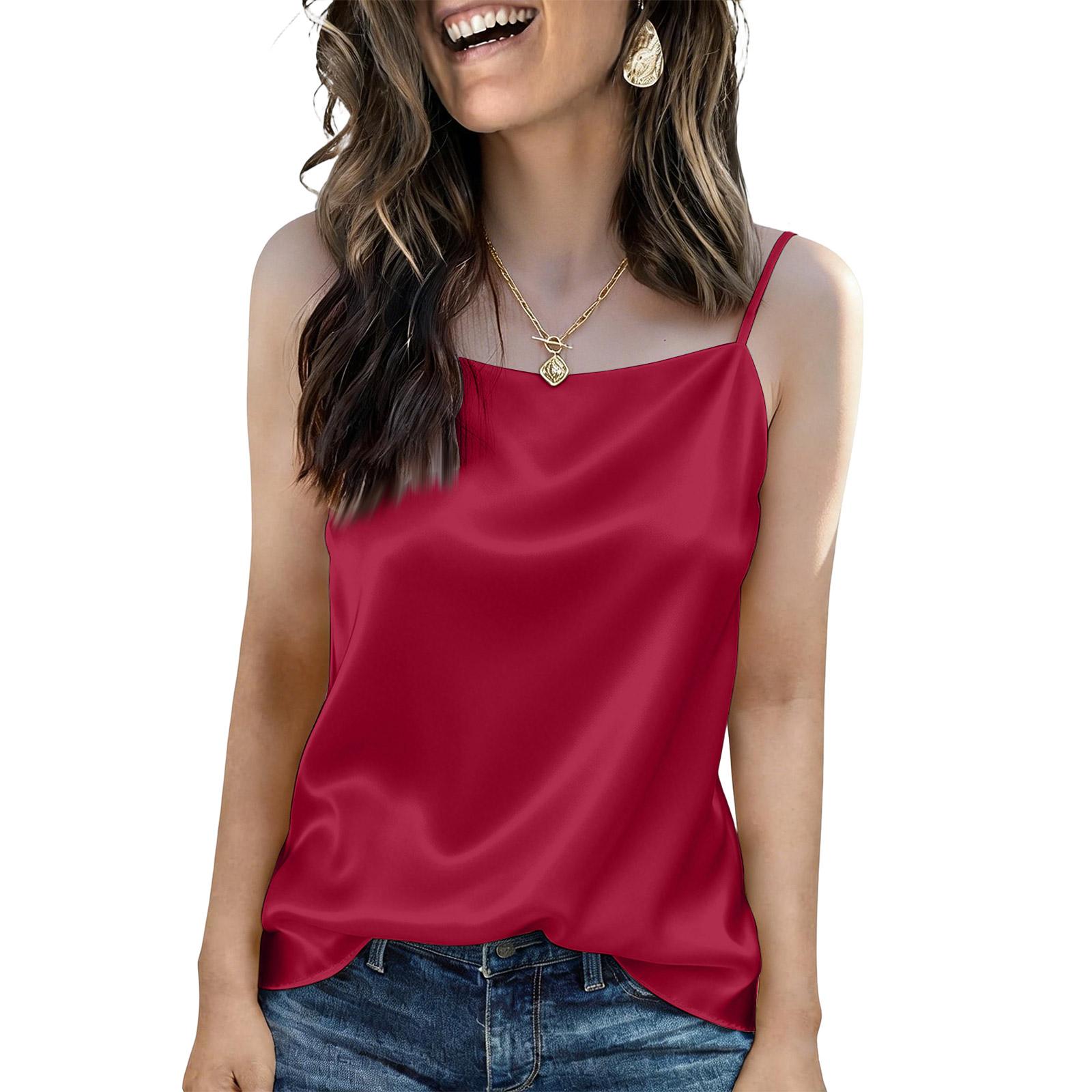 Fashionable Off-shoulder Silk Camisole For Women, Perfect For Summer Wear. M винный
