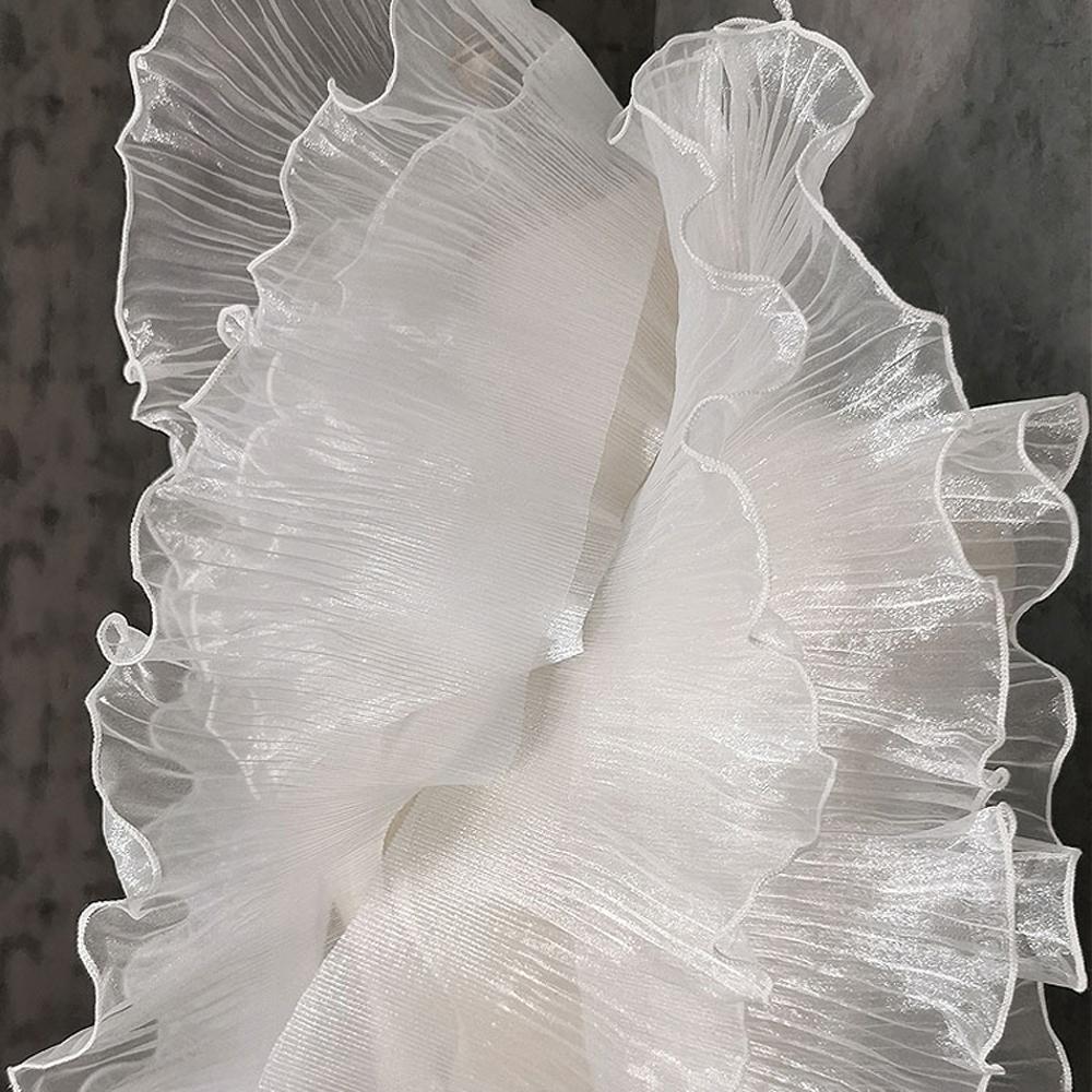 2 Yards Mermaid Pleated Flower Lace Magic Color Laser Gradient For Wedding Wave Striped Decoration Cloth Wide 15CM