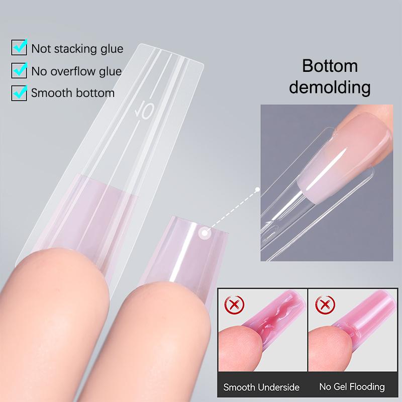 Sandwich Dual Nail Forms 240Pcs 15Size Quick Extensions-Dual Forms No Paper Forms Needed 3D Ellipse Manicure Forms Nail Art Tool