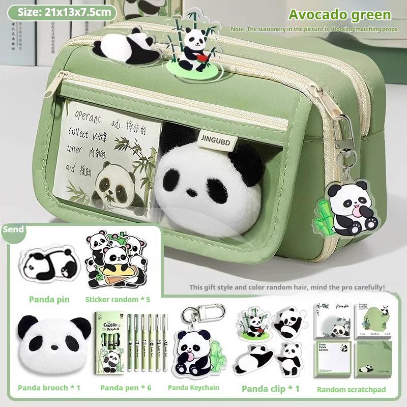 Federmäppchen mit Panda-Motiv, Große Kapazität, Hoher ästhetischer Wert, Set für Schülerinnen der Unterstufe, Schreibwarenbeutel
