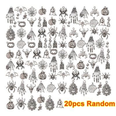 20pcs Random Jewelry Making Earrings Pumpkins Spider Ghost Skeleton Halloween Charms Pendant Skull