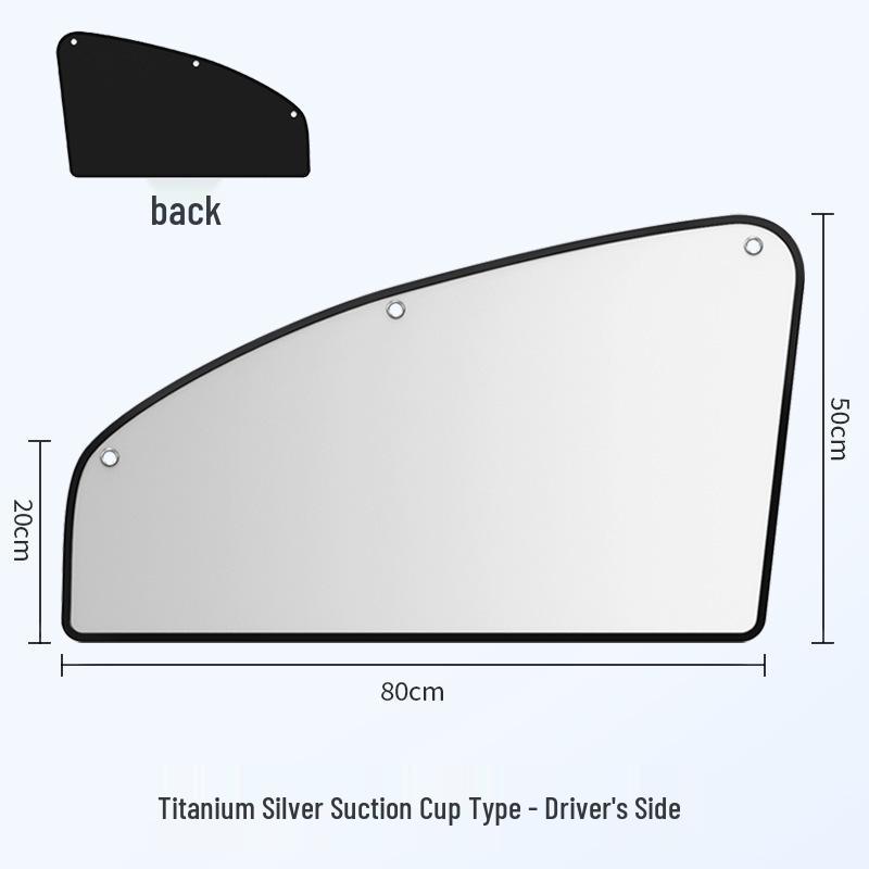 Titanium Silver Sunshade, Full Blackout Side Window Car Sun Shade with Suction Cup