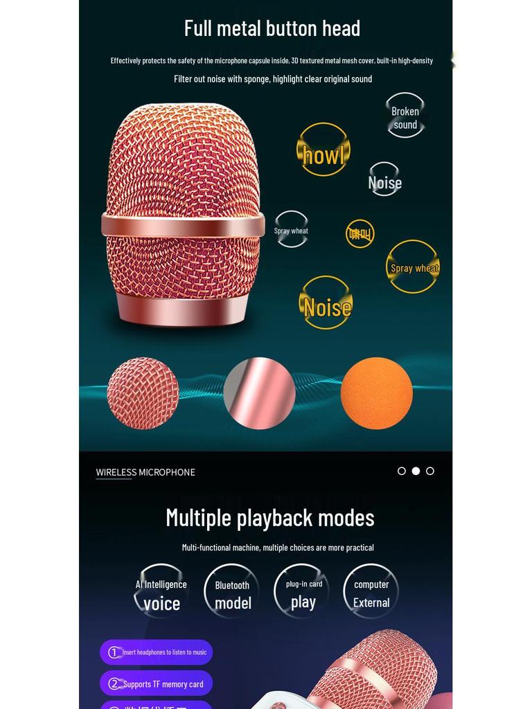 Wireless Bluetooth Microphone & Speaker for Home KTV and Mobile Singing