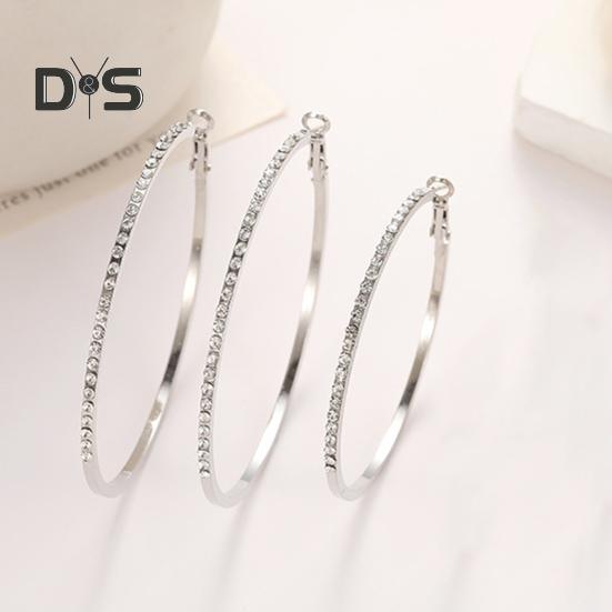 Große Creolen mit Strasssteinen für Damen, große, dünne, runde Creolen mit Zirkonia, funkelnd, hypoallergen, Schmuck, Geschenk