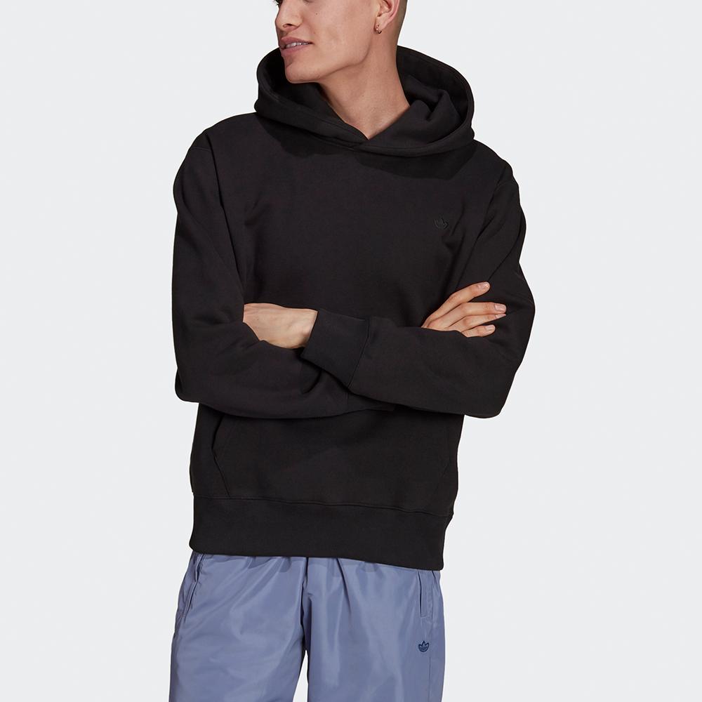 Adidas Originals Fleece Lined Warm Pullover Sweatshirt, Men Solid Color Sports Daily Tops Black H11377