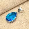 Dazzling Blue Topaz Gemstone Handmade 925 Solid Sterling Silver Pendant For Wedding Gift