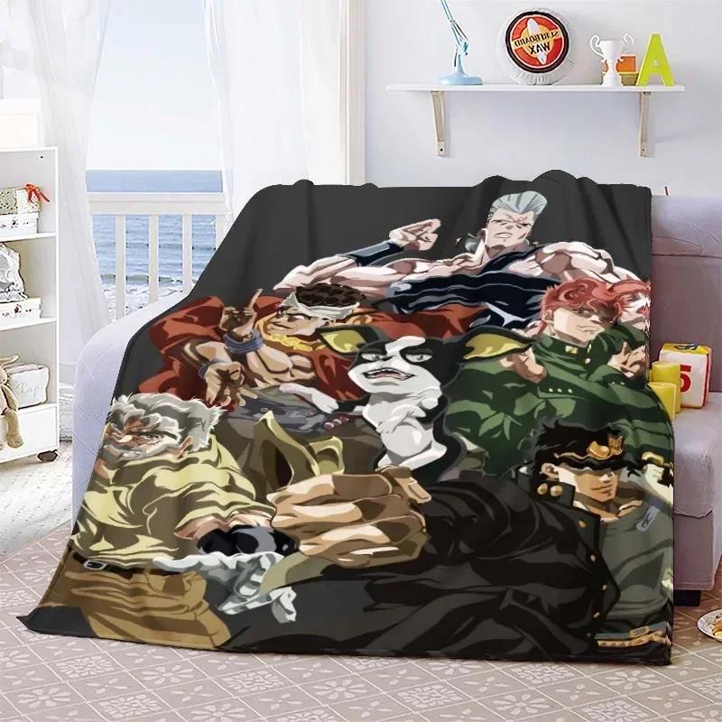 Summer Blankets Sofa Bedspread Couch Home Living Room Decor Anime JoJo Bizarre Adventure Print Flannel Throw Blanket Soft Warm