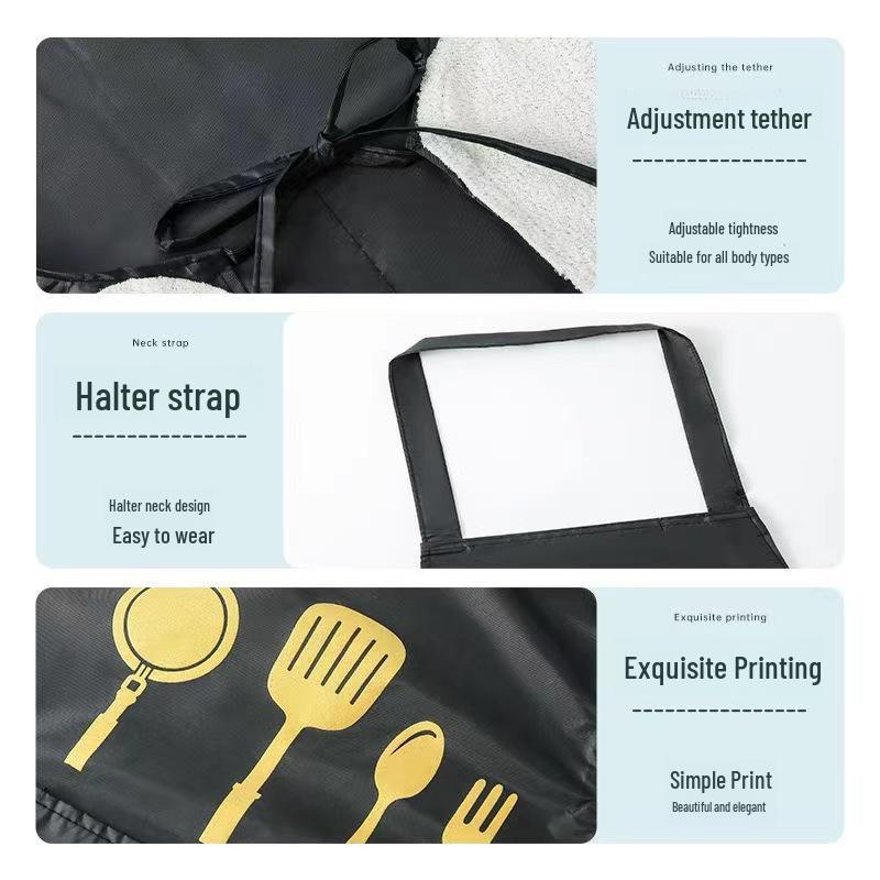 Waterproof and Oil-proof Kitchen Apron with Knife and Fork Design, Dirt-resistant and Thin for Summer Cooking. Perfect for Women.