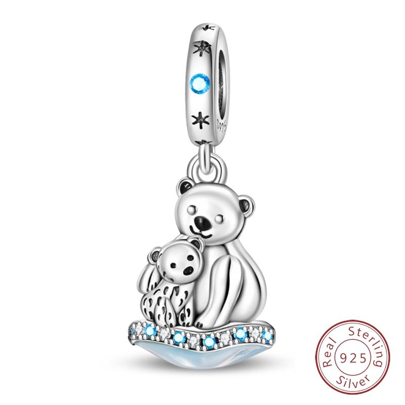 Shining 925 Silver Zircon Inlaid with Winter Designer Charms Beads Fit Wedding and Festival DIY Fine Jewelry Gifts
