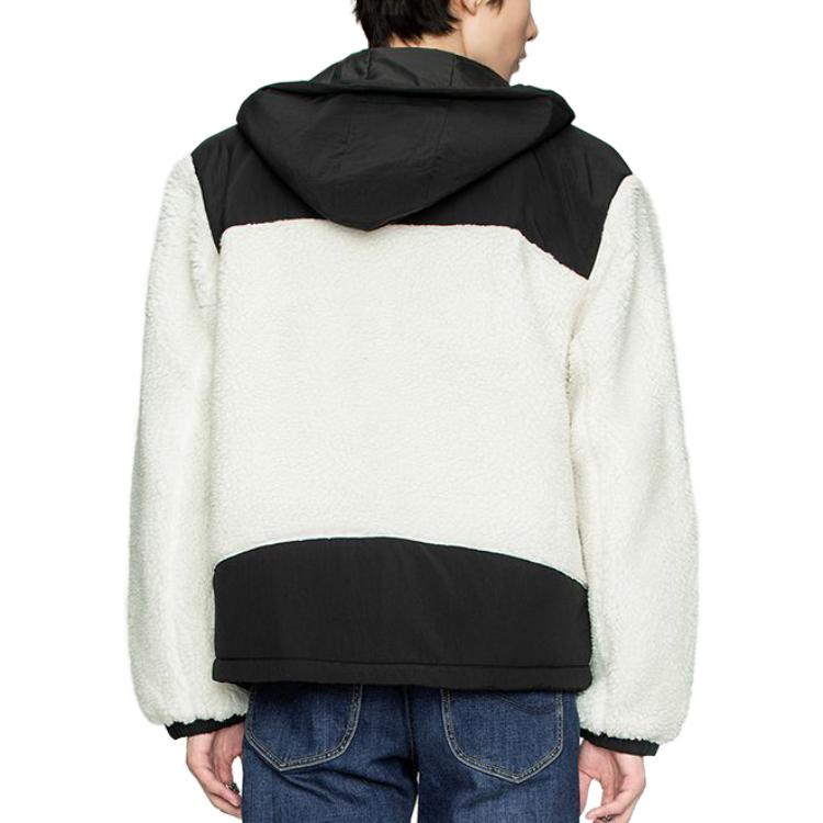 Faux Lambswool Spliced Hooded Comfortable Fleece Jacket Men Jackets White LMT001752100624-A00698