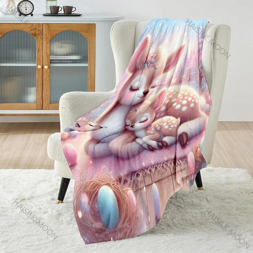 Pink Dreamy Fawn Motherly Love Blanket Warm Soft Fluffy Kids Adult Luxury Gifts for Sofa Bed Home Outdoor Travel Camping Blanket