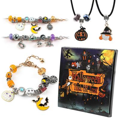 Halloween Treasures Charm Bracelet Bead Bulk Set Advent Calendar 2025 Jewelry DIY Ornament Making Kit Horror Favors Night Countdown Decorations