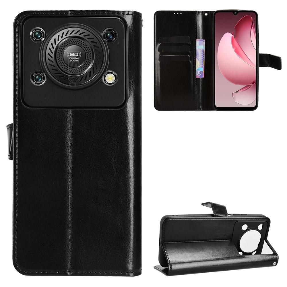 For Oukitel C60 Pro/Oukitel C60 PU Leather Case with Strap Crazy Horse Texture Phone Wallet Cover