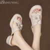 Women Slippers Flower Heeled Sandals New Summer Shoes 2025 Designer Chunky Dress Party Woman Pumps Slingabck Sandalias