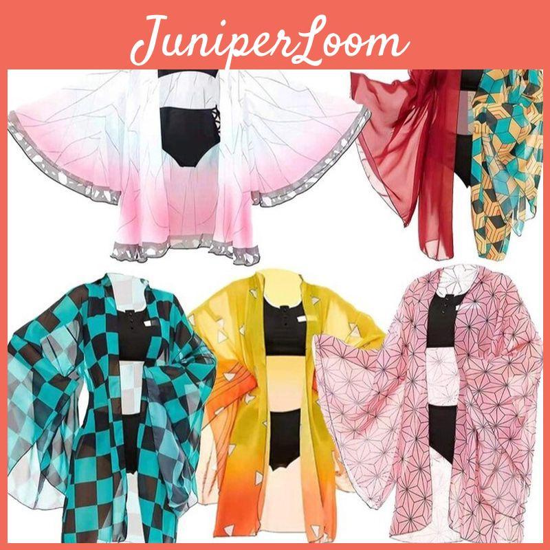 Vibrant Demon Slayer Kimetsu No Yaiba Bikini Swimsuit Set With Delightful Cloak For Beach Days
