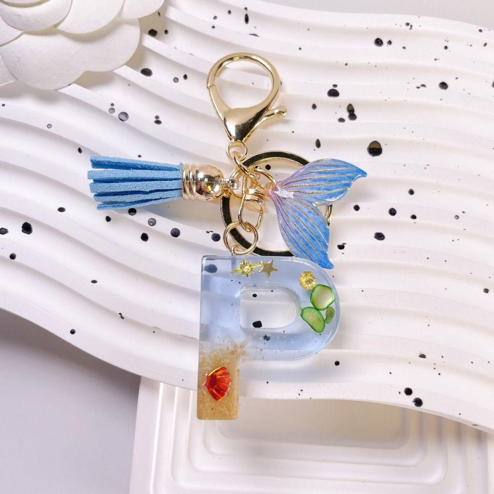 

Синяя кисточка Брелок с буквой Синий океан 26 букв 26 букв Брелок Аксессуары P