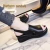 Women's 2024 Summer Open Toe Wedge Heel Sandals - Plus Size, One-Strap Buckle, Casual Wear
