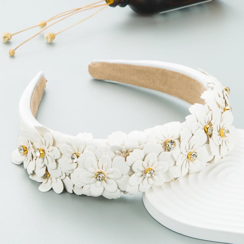 Vintage Rhinestone Floral Headband – Trendy Korean-Style Colorful Women's Hair Accessory