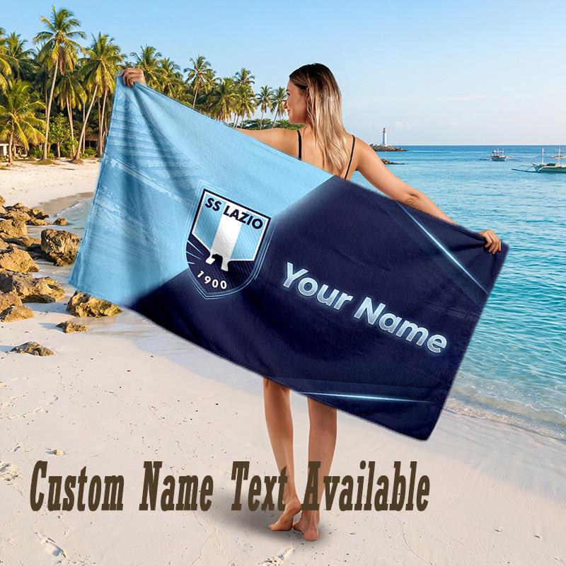 Lazio FC Design Beach Towel Custom Text Large Towel for Beach Vacation