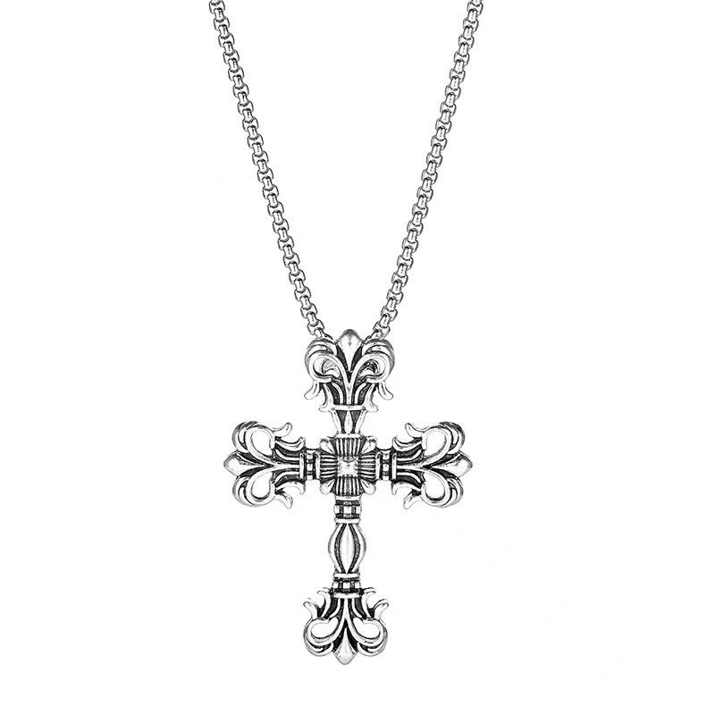 Fashion Nightclub Hipster Cross Necklace Retro Fashion Trend Personalized Sweater Chain Men'S And Women'S Trendy Cool Accessories