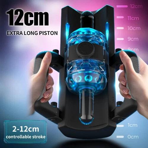 Male Masturbators Adults Sex Toy for Men Hands Free Pocket Pussy with Thrusting Distance Automatic Masturbators with Foldable Handle Blowjob Machine