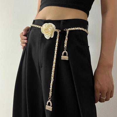 Mode Blume Gold Kette Gürtel Weibliche Taille Einstellbar Punk Silber Metall Gürtel Für Frauen Hohe Qualität Luxus Kleid Hose Ketten