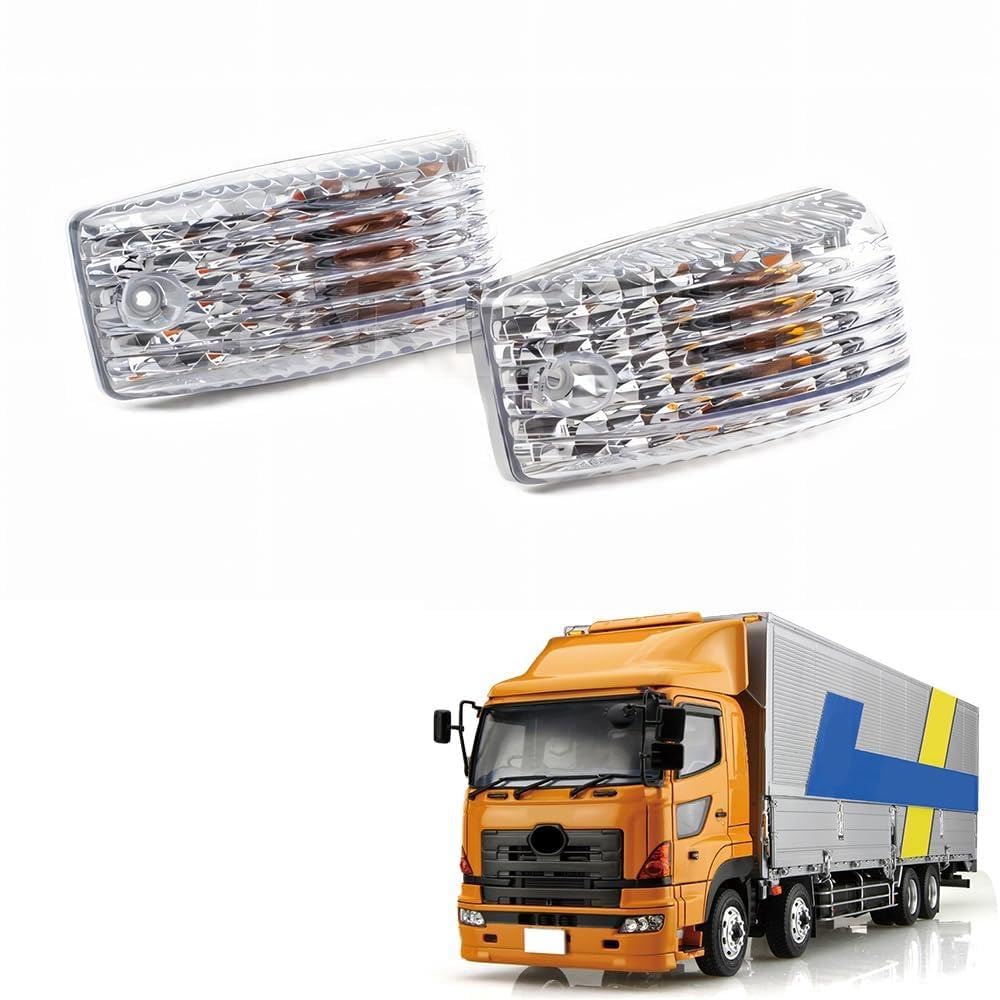 Verocis Side Marker Turn Signal Lamps for Hino 17 Profia 17 with Halogen Left and Right Set / Ranger, Bulbs, (Clear)
