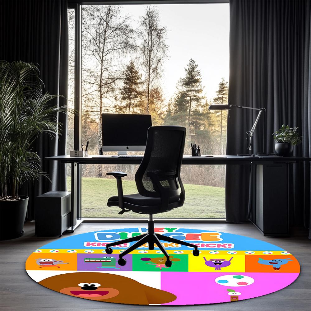 Hey Duggee Printed Round Rug Carpet Chair Rug Area Rug Entryway Doormats,for Office Chair Living Room Bedroom Kitchen Room.