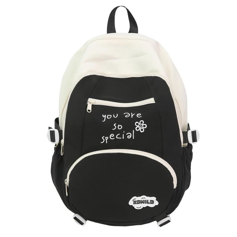 

Рюкзак з контрастною строчкою для учнів середньої школи Small чорний/білий