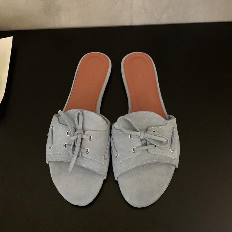 Mode Bailamos 2025 Sommer Neue Damen Hausschuhe Mode Flacher Absatz Damen Elegante Pantoletten Offene Zehen Outdoor Kleidsandale Schuhe