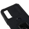 For Xiaomi Redmi Note 12 4G PC+TPU Kickstand Case Slide Lens Protection Phone Cover with Card Holder