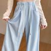Blue Wide Leg Pants for Women Summer High Waist Drape Straight Loose Lazy Cloud Pants