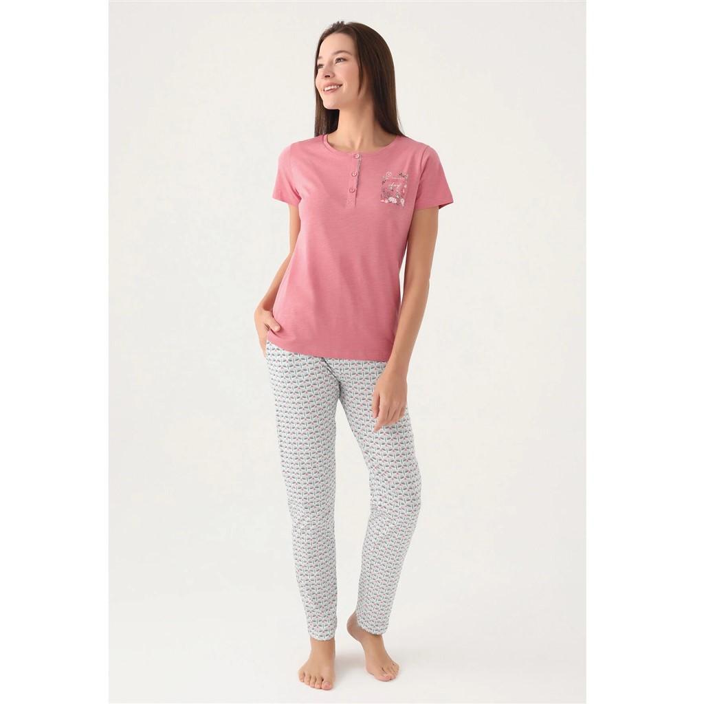 Arnetta Buttoned Collar 100% Cotton Women's Pajama Set