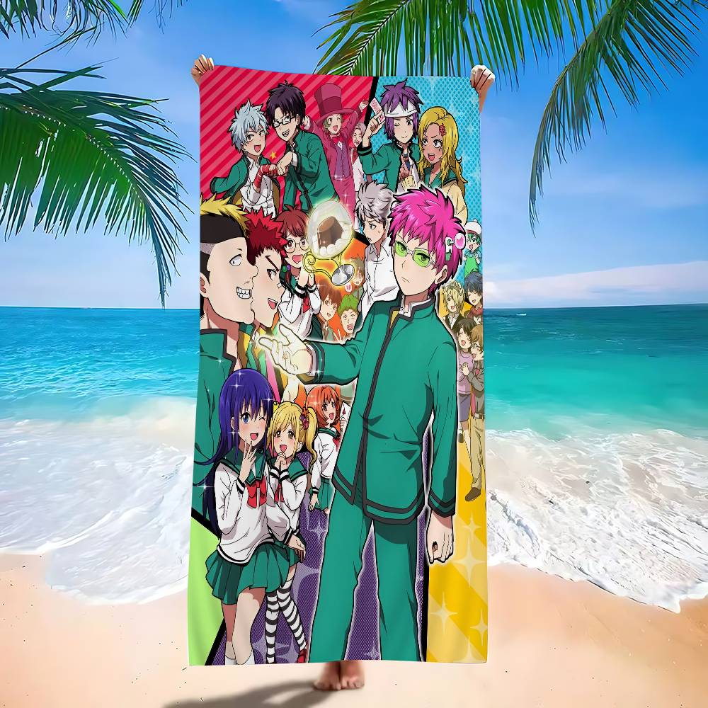 Saiki K Japanese Anime Big Microfiber Beach Towels Quick Dry Towel Sand Beach Towels Pool Towel for Travel Swim Pool Yoga