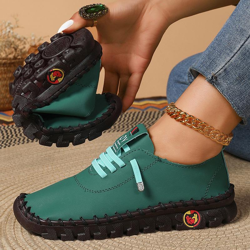Summer real soft leather single shoes women's comfortable flat non-slip mother shoes soft sole casual sports
