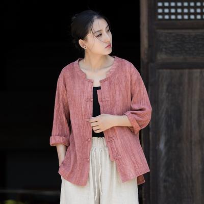 Women Tie Dye Shirts Stand Long Sleeve Blouses Summer Button Chinese Style Women Shirts And Tops